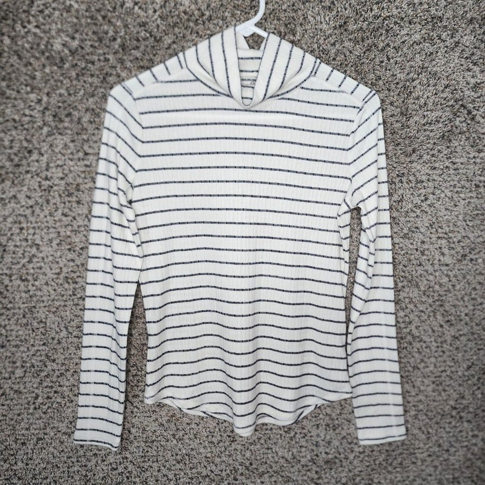 T by Talbots Top Womens XS Striped Turtleneck Long Sleeve‎ Cotton Blend Casual